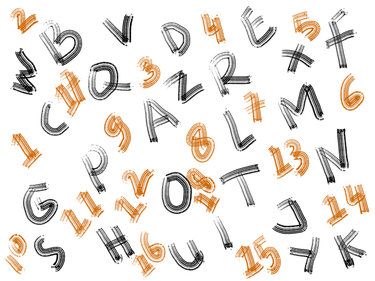 Alphabet Letters And Numbers Handdrawn png