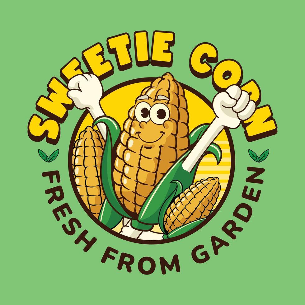 Cartoon corn character with smile vector