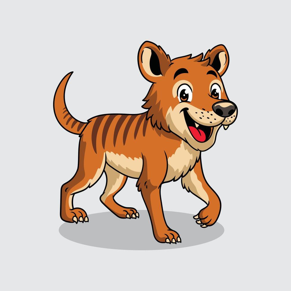 Cute Tasmanian Tiger extinct animal Character Mascot in Cartoon Illustration vector