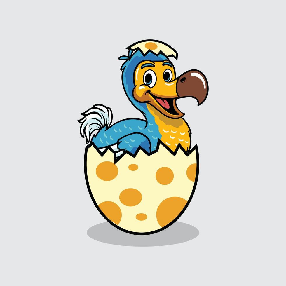 Cute baby dodo Bird extinct animal Character Mascot in Cartoon Illustration vector