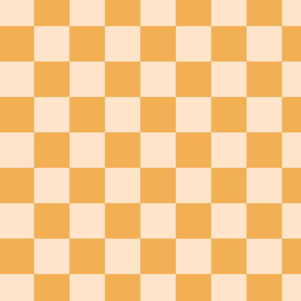 Minimalistic retro-style checkerboard pattern with orange and beige squares. Vintage-inspired background. Perfect for posters, print, banners and projects with a 70s aesthetic. vector
