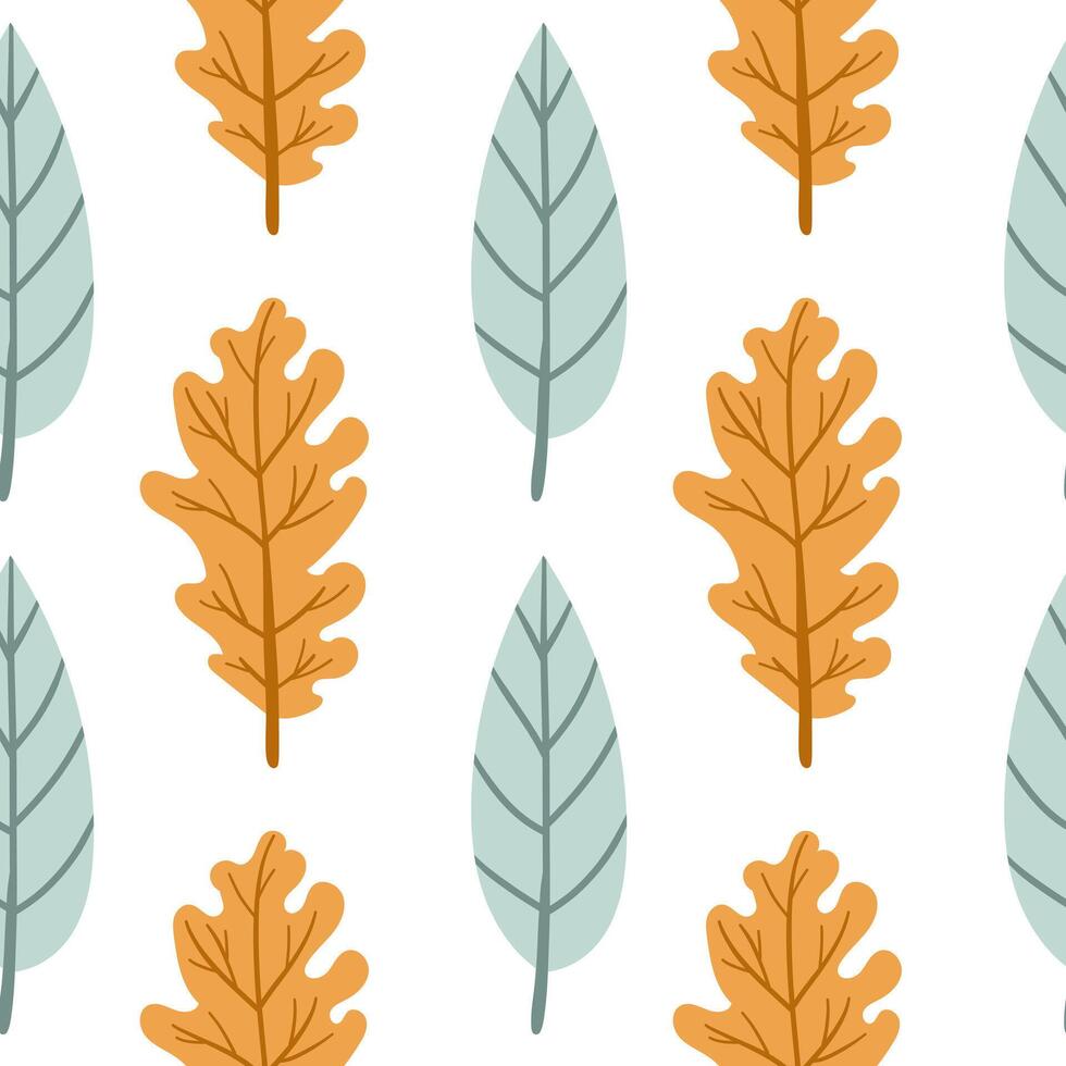 Modern abstract seamless patterns with natural colorful shapes. Autumn colors and fall leaves. illustration in flat style for Wrapping paper, textile print vector
