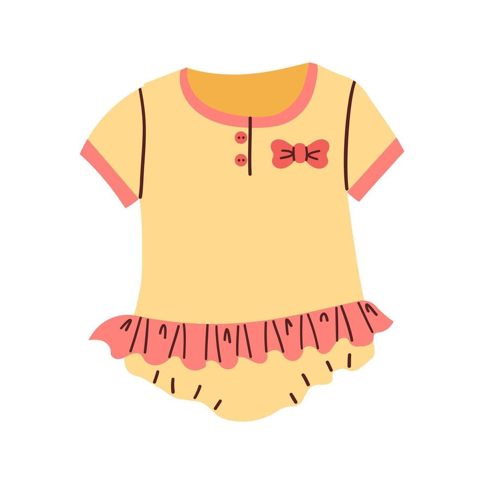 Illustration of Rompers for Babies .Baby Bodysuit flat cartoon style Isolated on White .Body children, baby shirt, onesie. Accessories, clothes for newborns. vector