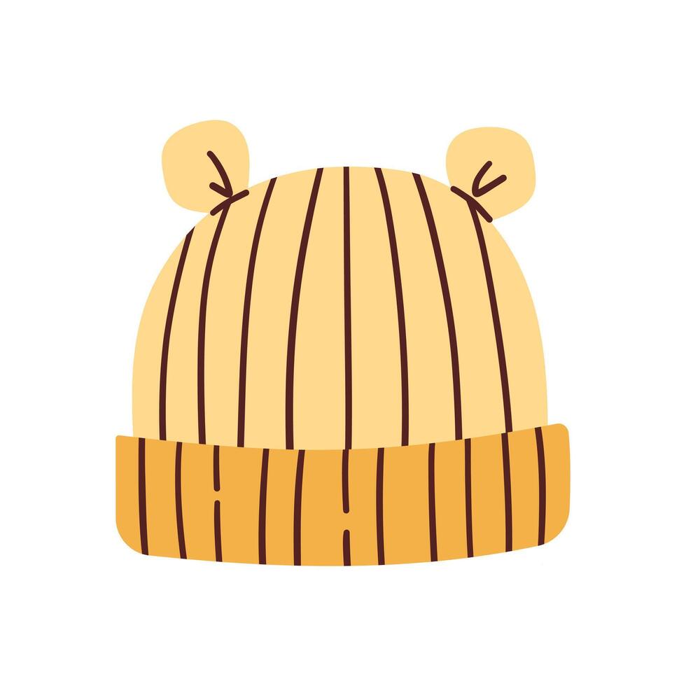 Children s bonnet. on a white background. Girls or boy hat for a newborn, baby hat flat illustration isolate on white. Kids head wears for summer, winter, autumn. vector