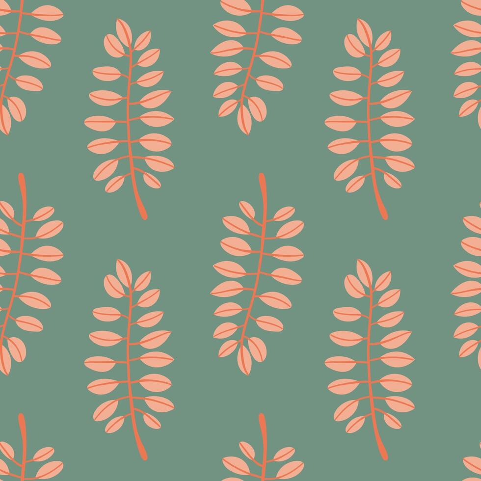 Seamless pattern Autumn leaf border. Gift wrap and scrapbook. illustration for wallpaper, gift paper, fill patterns, web page backgrounds, autumn greeting cards. blue and peach vector