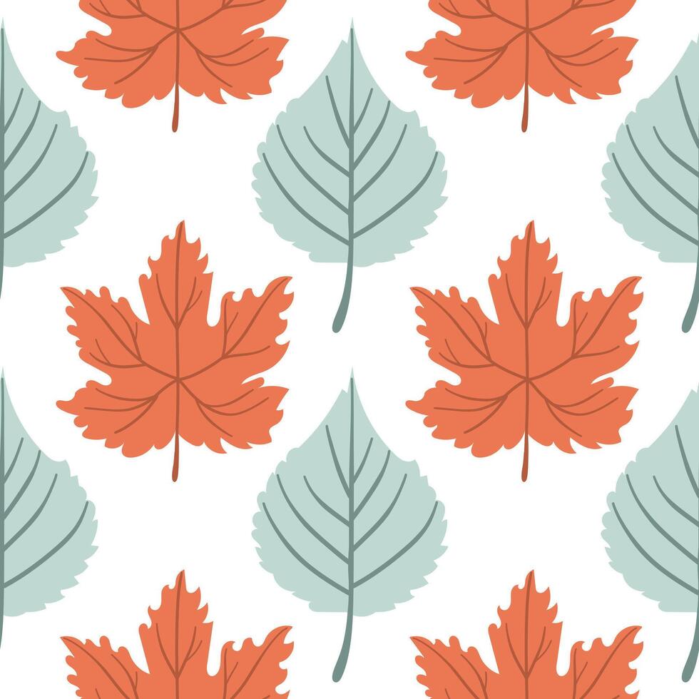 Modern abstract seamless patterns with natural colorful shapes. Autumn colors and fall leaves. illustration in flat style for Wrapping paper, textile vector