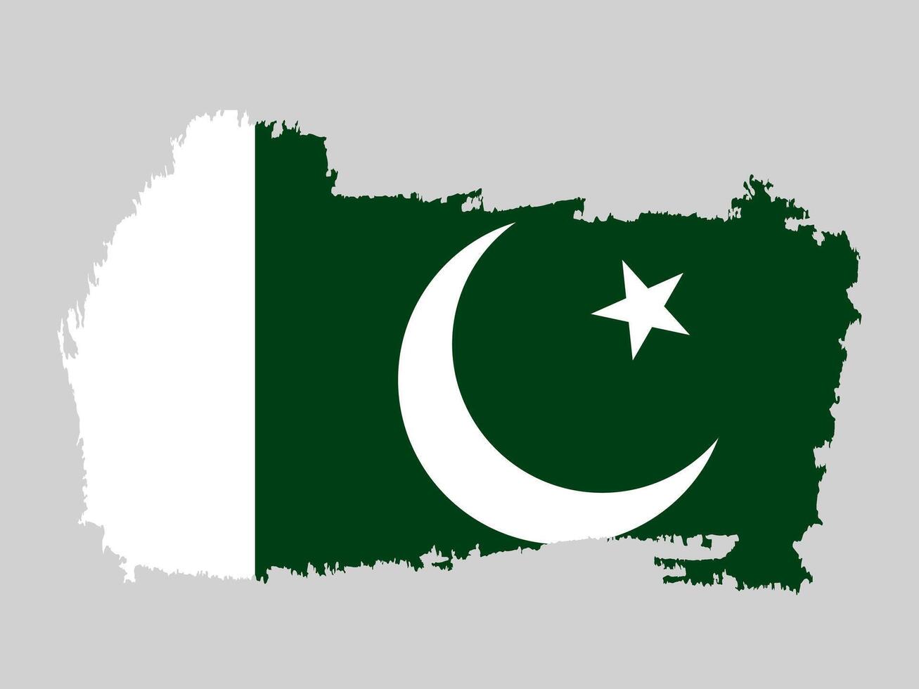 Pakistan national flag with grunge brush strokes on a neutral backdrop. vector