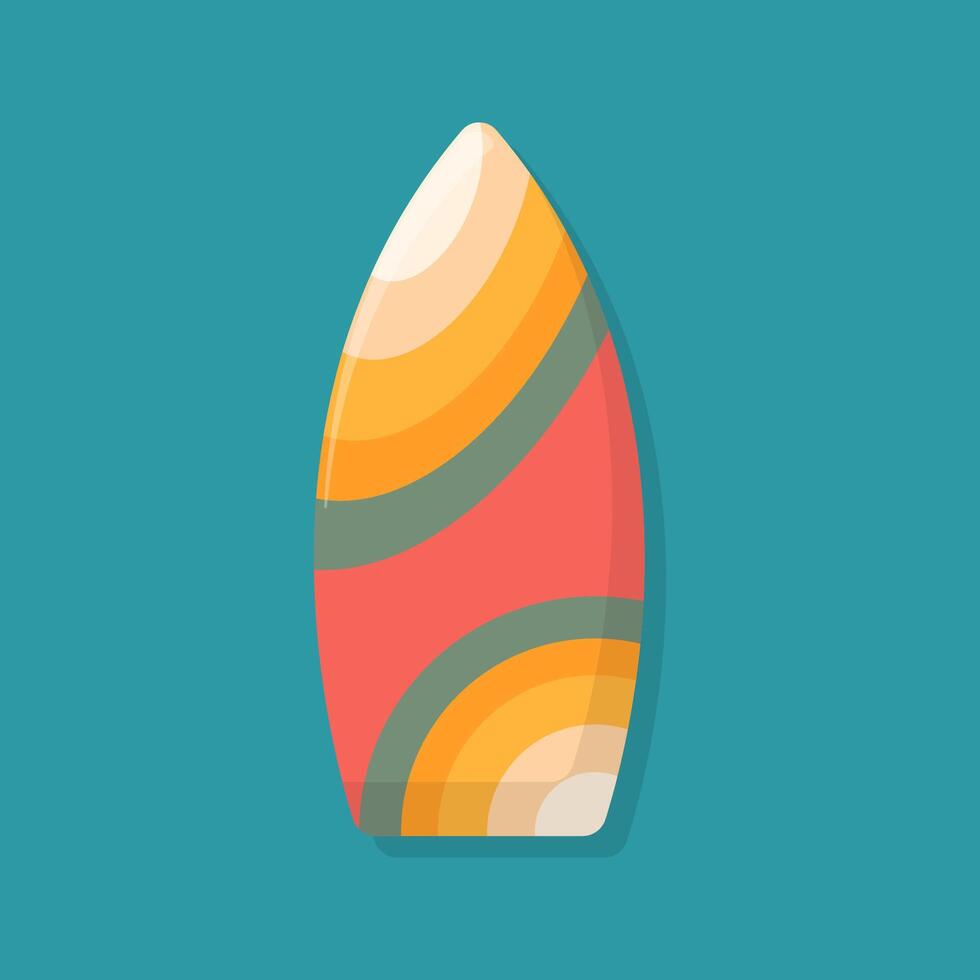 a surfboard with a colorful design on a blue background vector