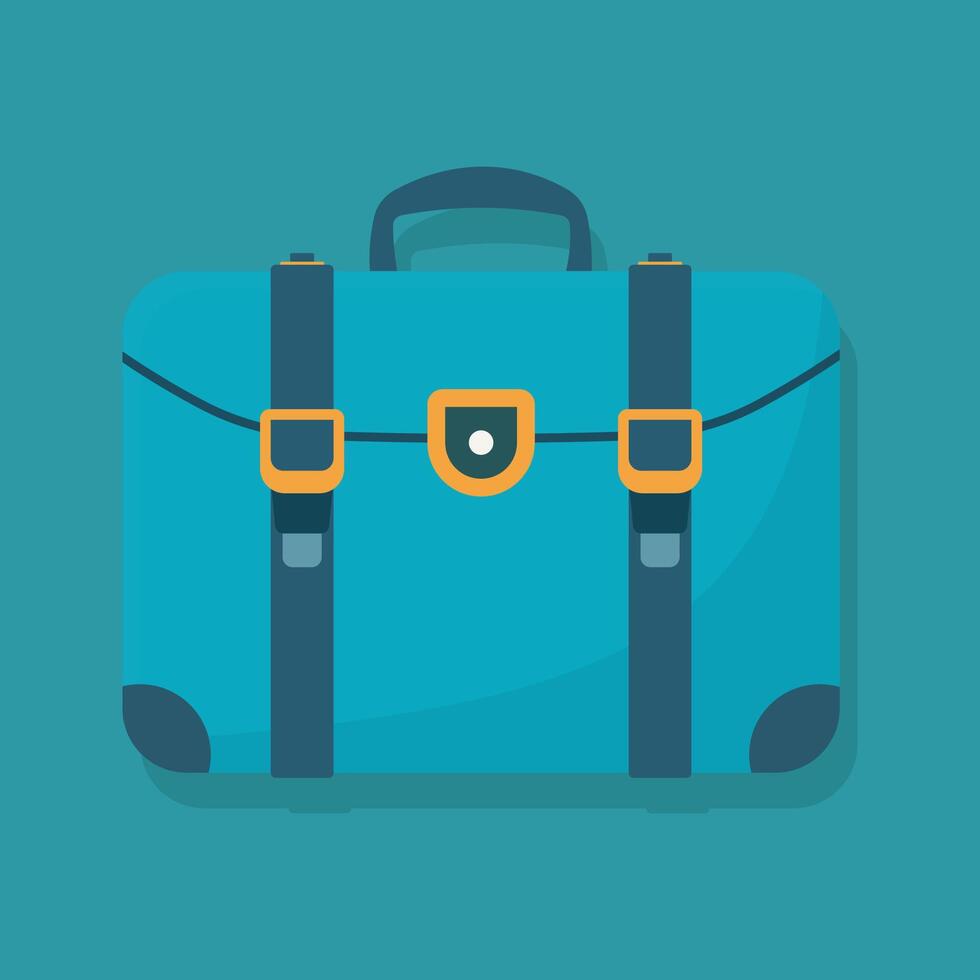 a blue suitcase with two straps on it vector