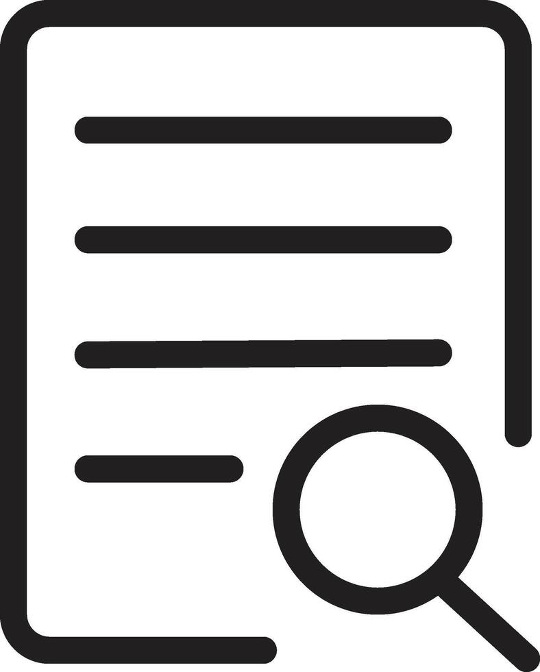 Document search icon representing finding information and data vector