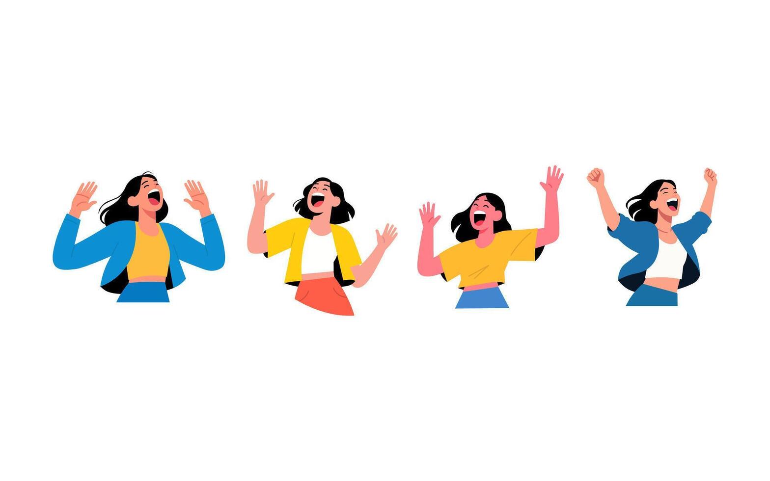 Illustration of a Happy Woman Celebrating, Expressing Joy vector