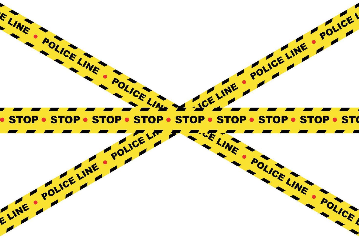 Police line and warning tape with stop, danger, and caution symbols, security barrier and cautionary measures icon vector