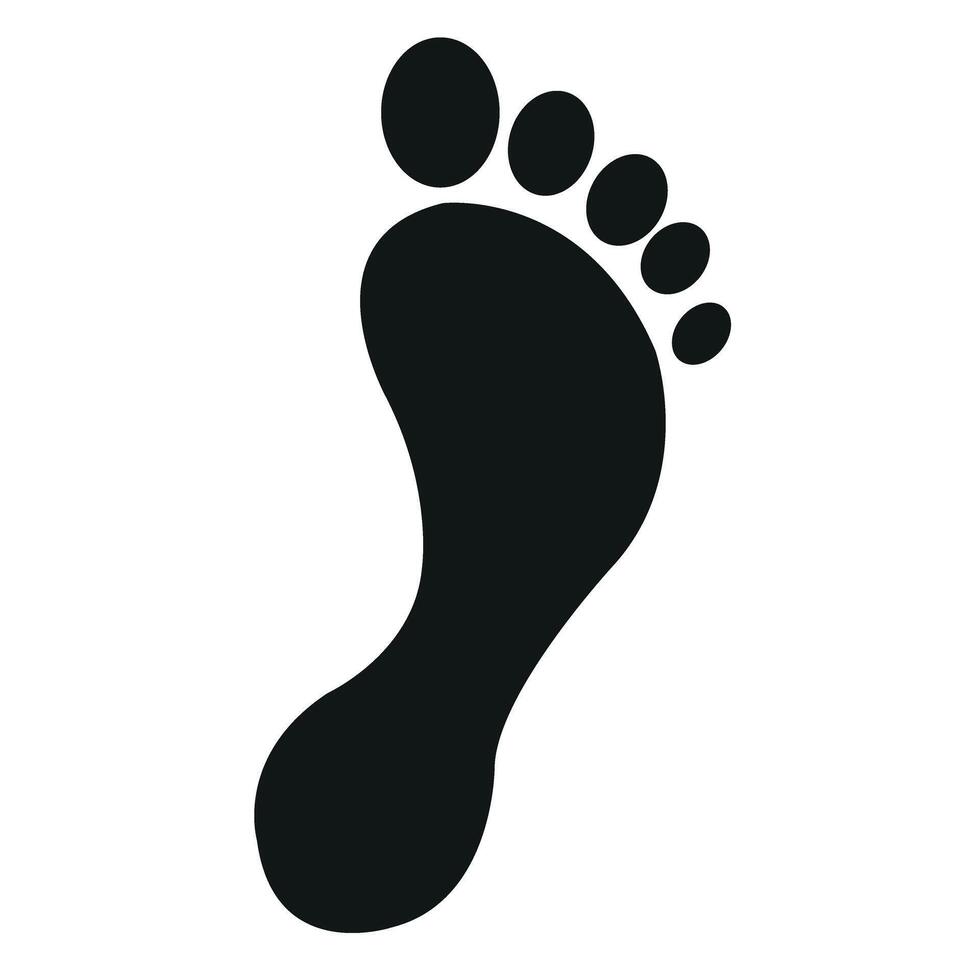 Black human footprint, left foot symbol, isolated on white, footmark for journey, path, walking, or travel sign icon vector