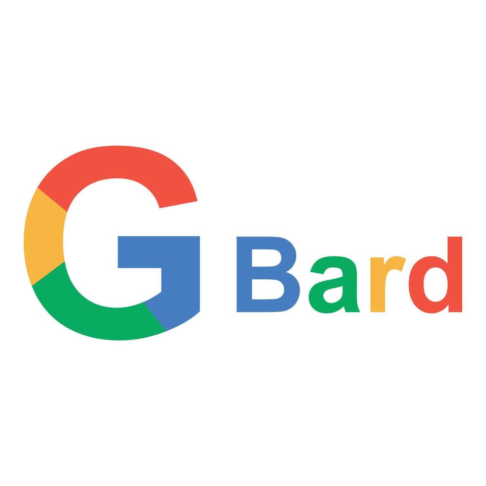 Logos of Google Bard, Microsoft, OpenAI, and ChatGPT displayed together for AI tech comparison, showing futuristic and innovative icons vector