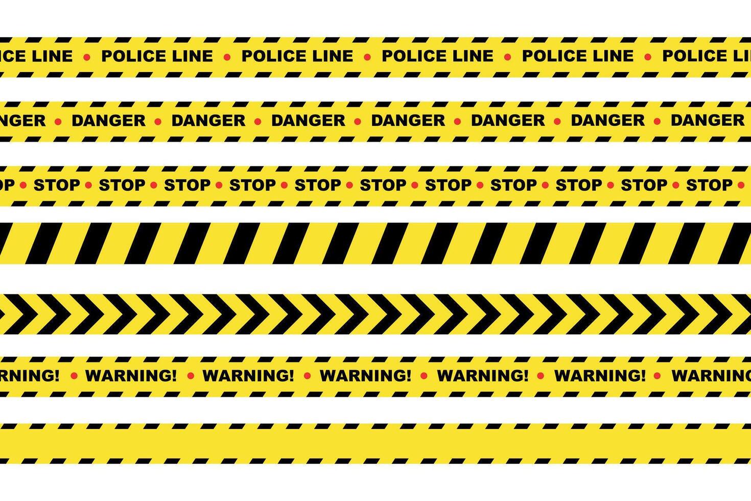 Crossed police lines with stop and danger signs, warning tape for restricted areas, security zone icon vector