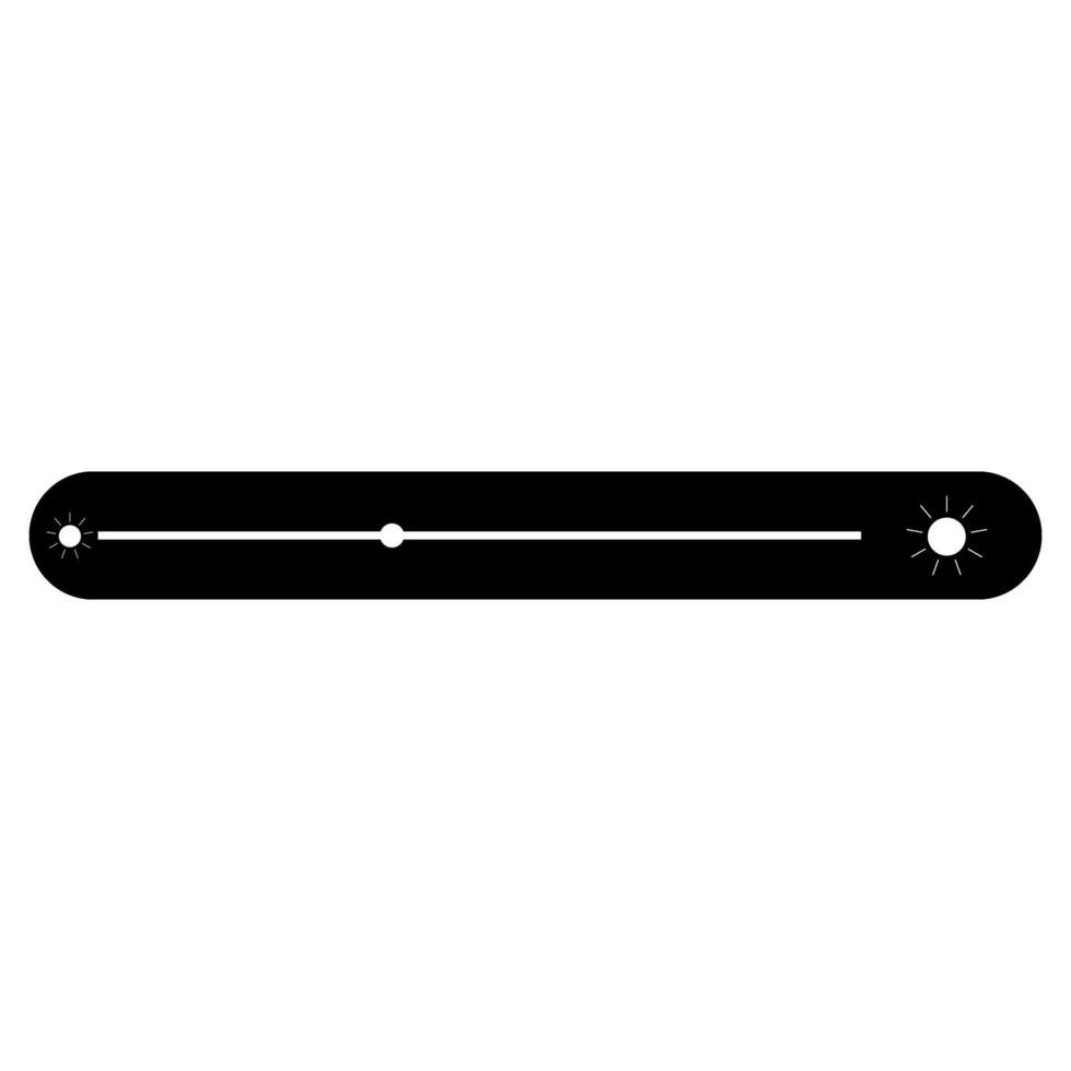 Brightness slider level control icon adjusting light intensity, digital design interface with a linear slider and light bulb symbols, icon vector