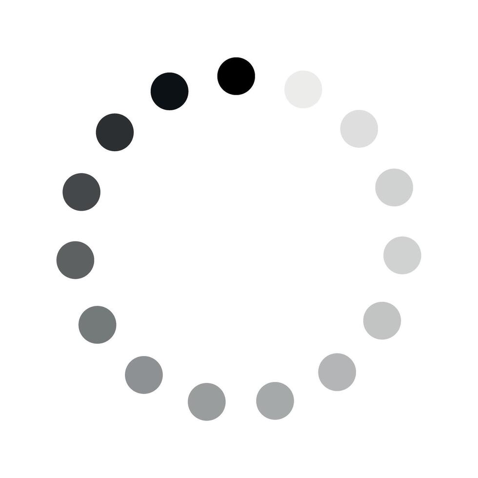 Circular loading icon in gradient shades of black and white, minimal design, modern interface element, waiting animation icon vector