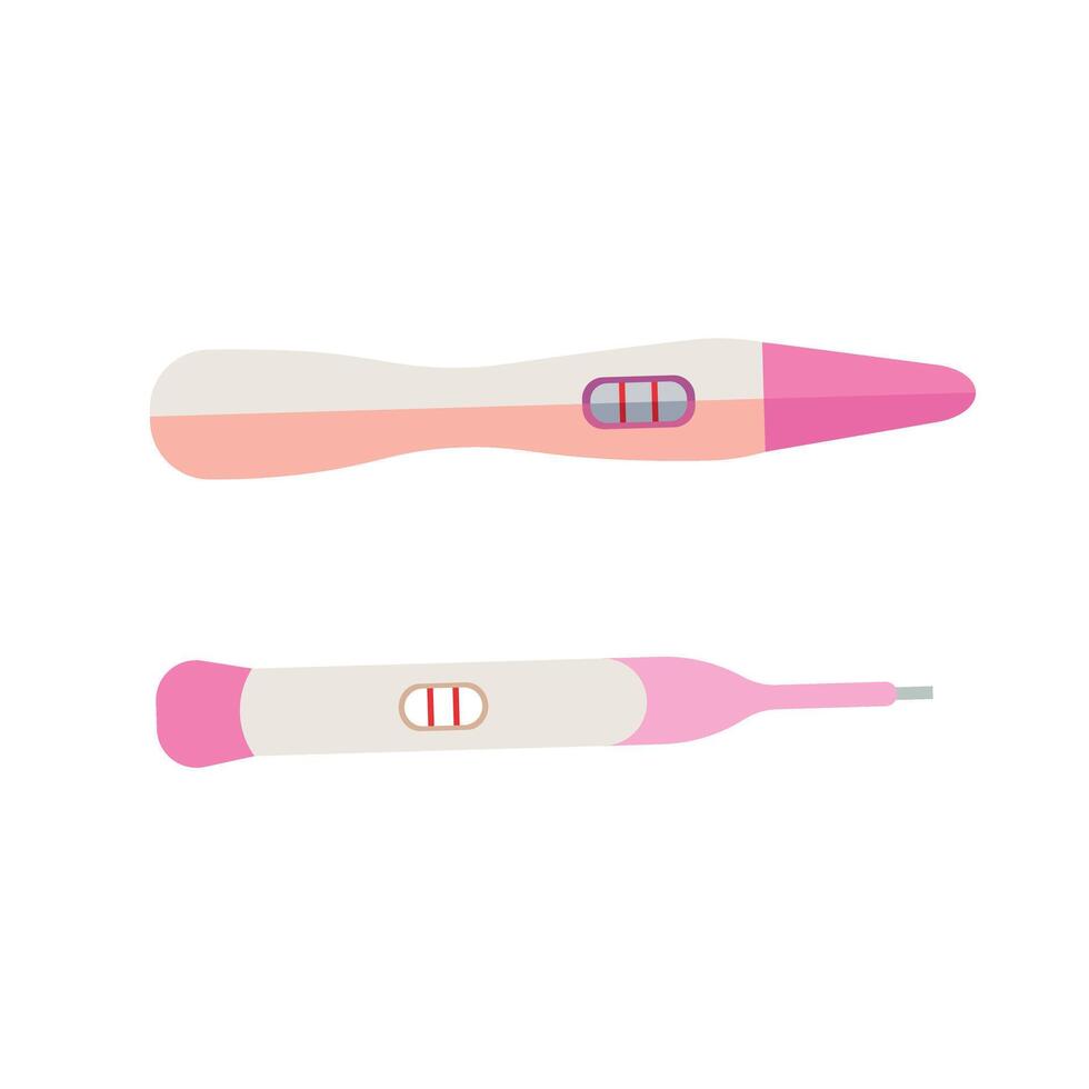 Pregnancy test kits in various designs, digital and traditional test devices, health and fertility checking tool icon vector