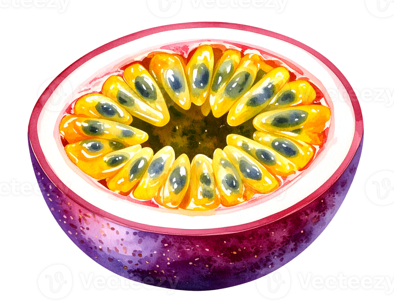 top view of passion fruit cut open isolated background png