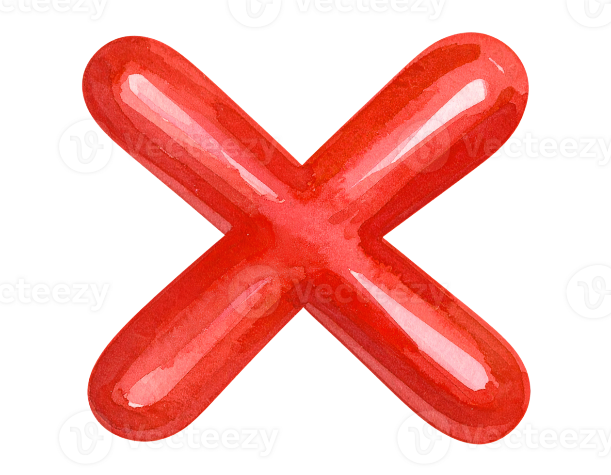 watercolor ketchup cross mark in red x shape with glossy texture on isolated background png