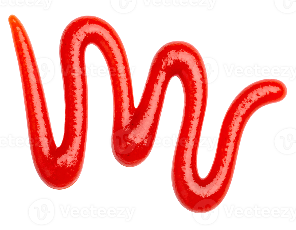 realistic thick ketchup squiggle in zigzag shape with glossy texture and red color on isolated background png