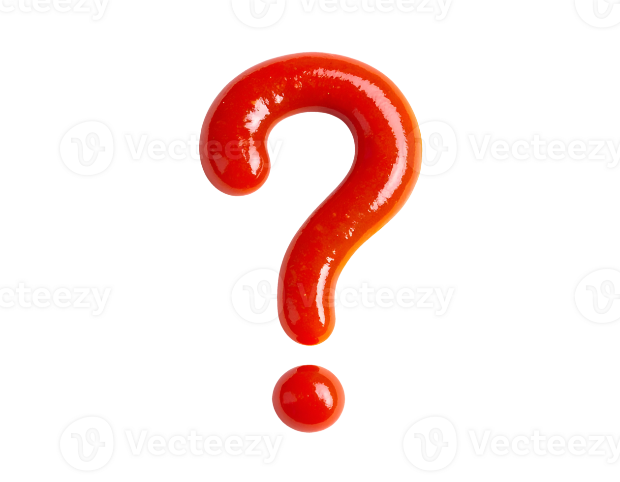 realistic ketchup shaped like question mark symbol with glossy texture on isolated background for food art and creative condiment design png