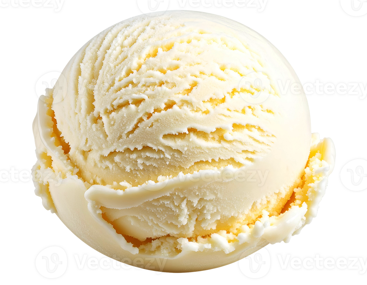 realistic watercolor scoop of vanilla ice cream with creamy texture and light color tones on isolated background png
