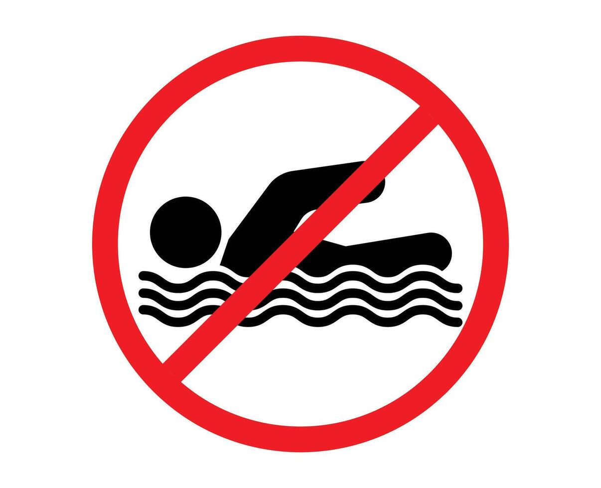 No swimming sign forbidden swimming. no swimming allowed. swimming not allowed. no swimming. no swimming area vector