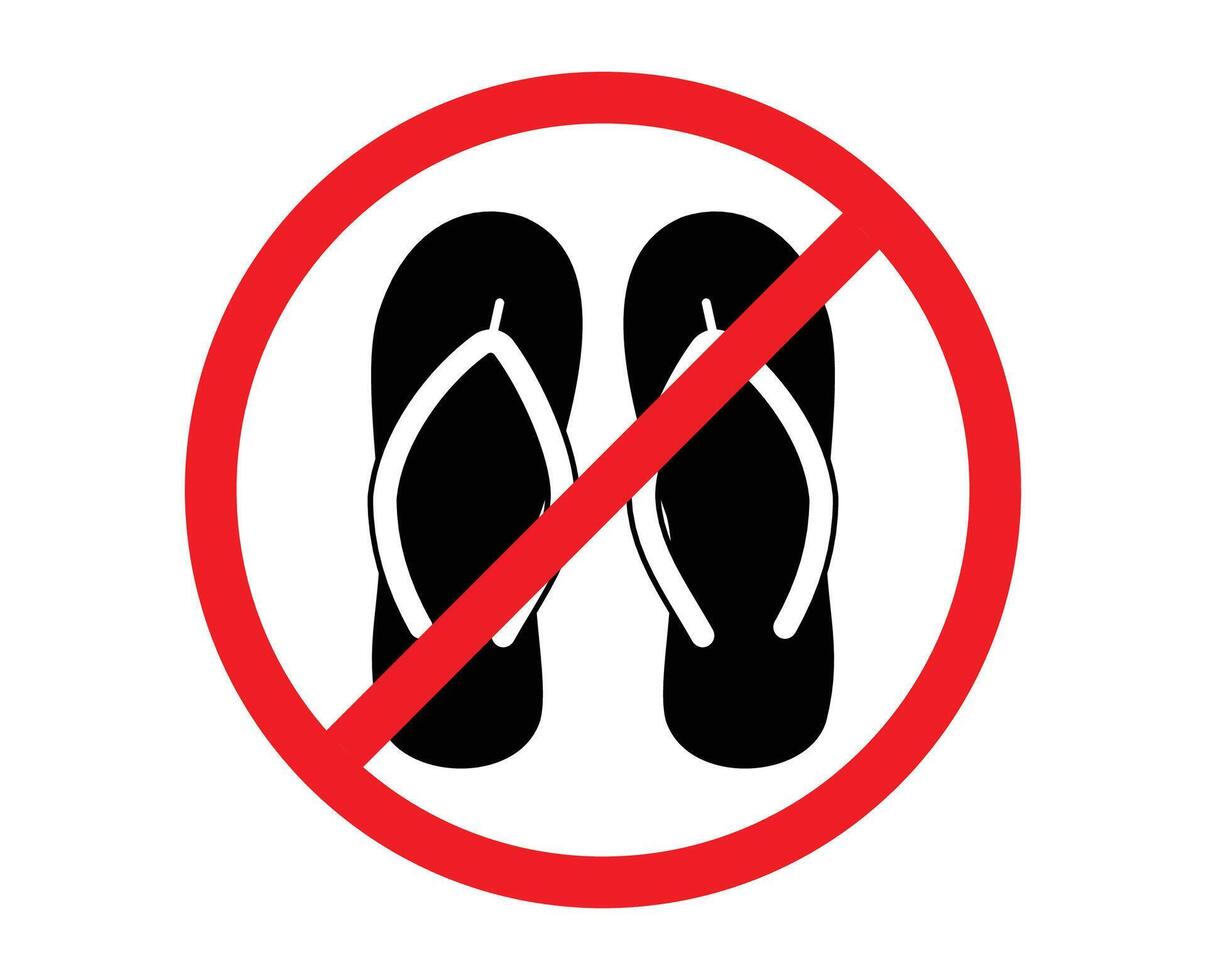 no flipflops sign in red circle. sandals are prohibited. no flipflops. footwear restriction. footwear prohibited vector