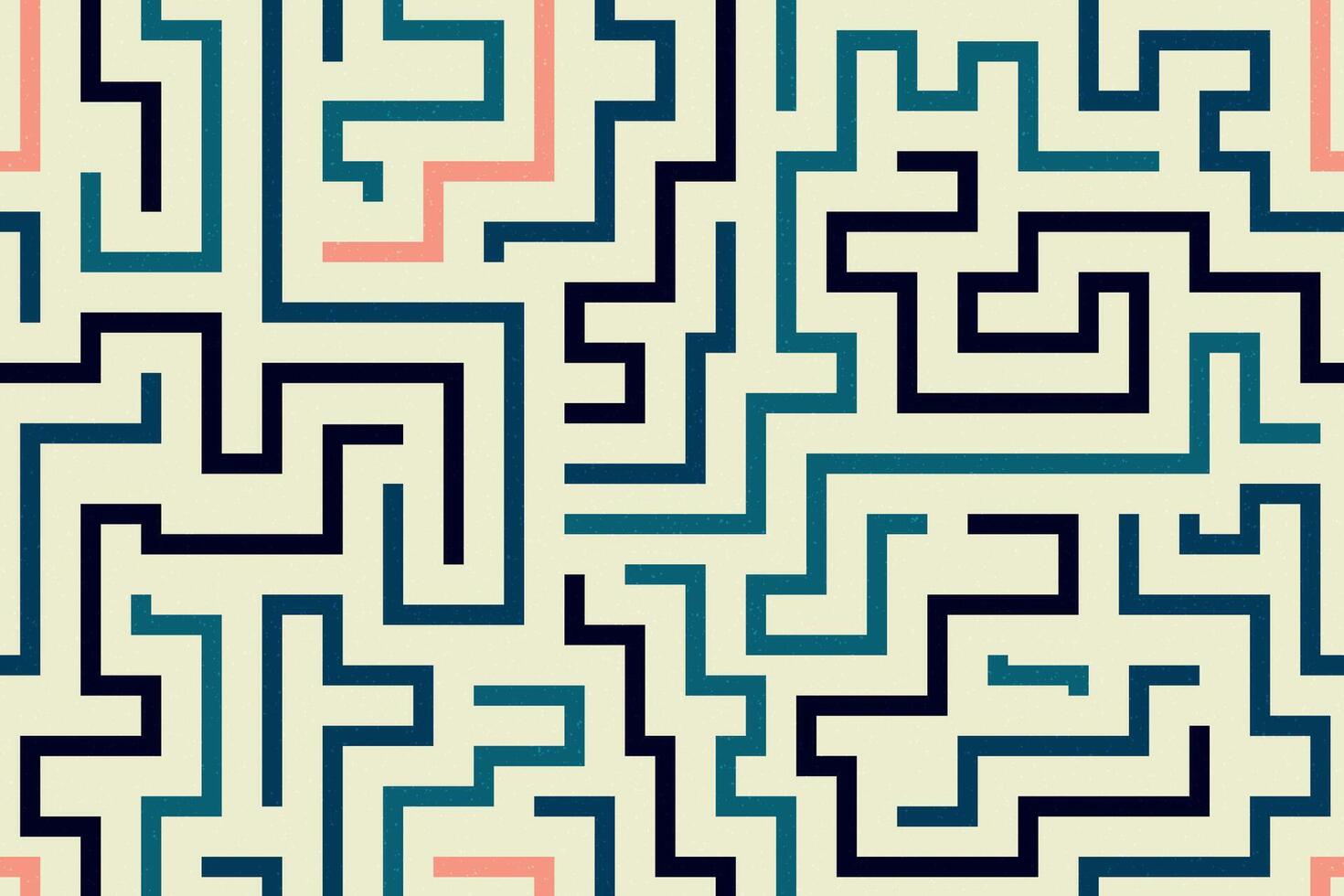 Abstract background with colorful maze lines in red,orange,green, and black on a light textured surface vector