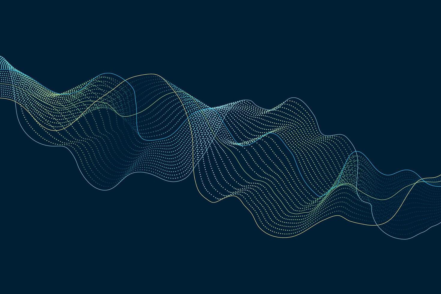 Fluid abstract composition with interconnected lines and dotted wave forms vector