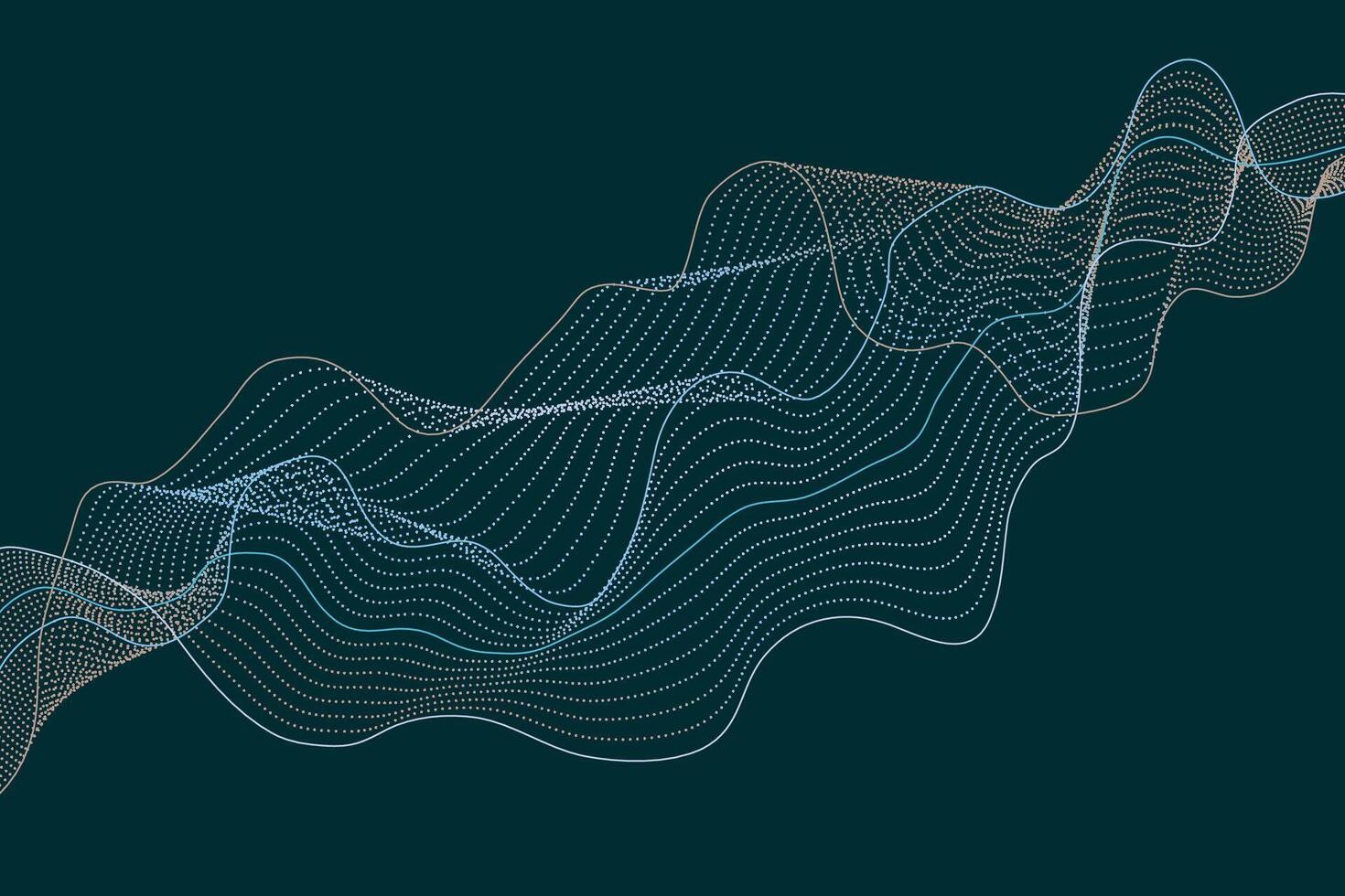 Abstract waves using dotted and lined elements for a flowing tech-style design vector