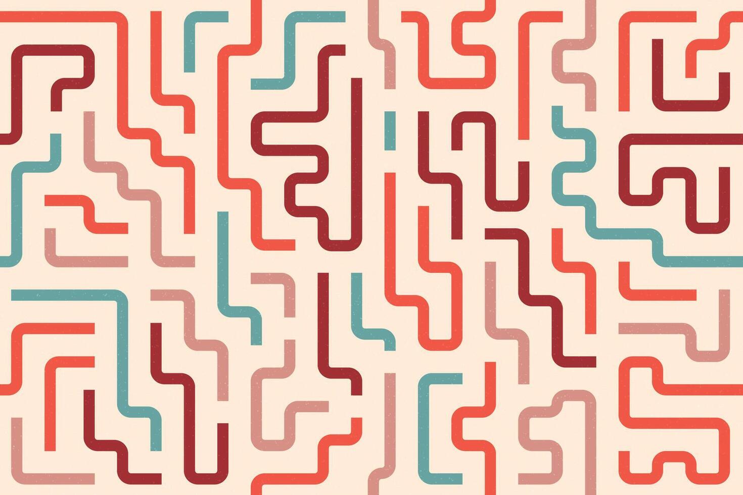 Abstract maze with colorful lines forming geometric paths across a light dotted background vector