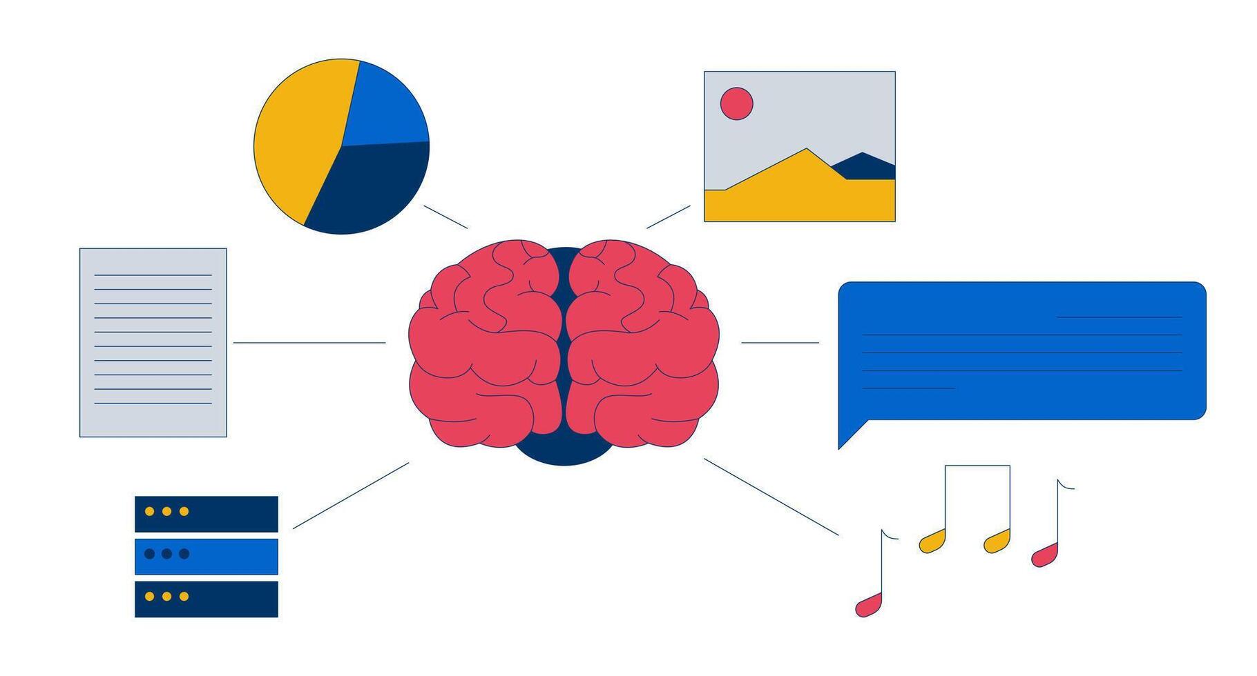 Brain With Data Input Sources Illustration Concept vector