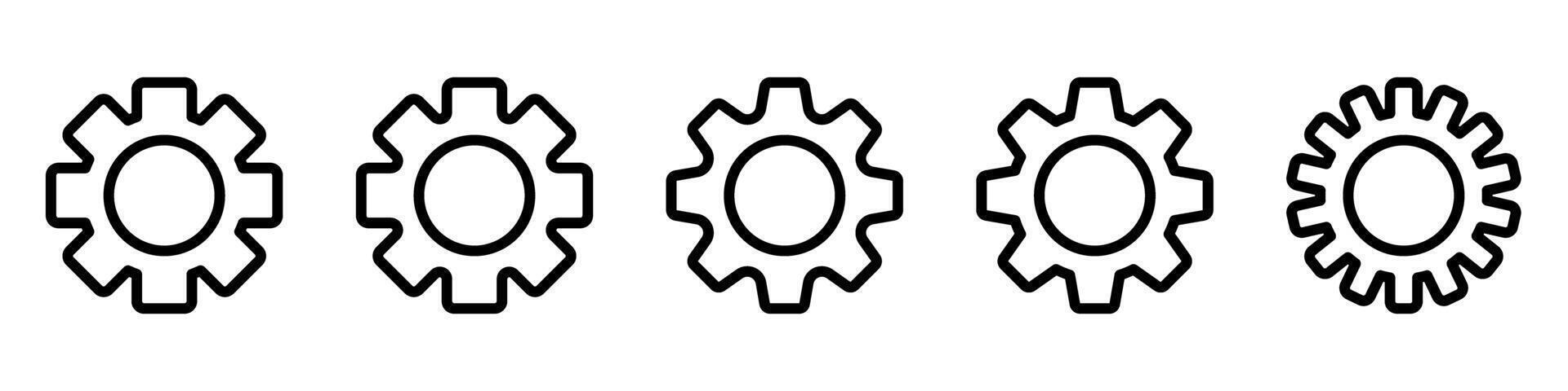 Gear set . Black gear wheel icons on white background vector