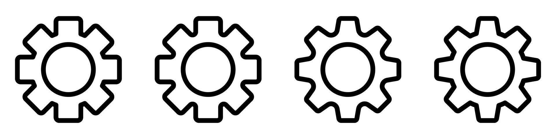 Gear set.Black gear wheel icons on white background. vector