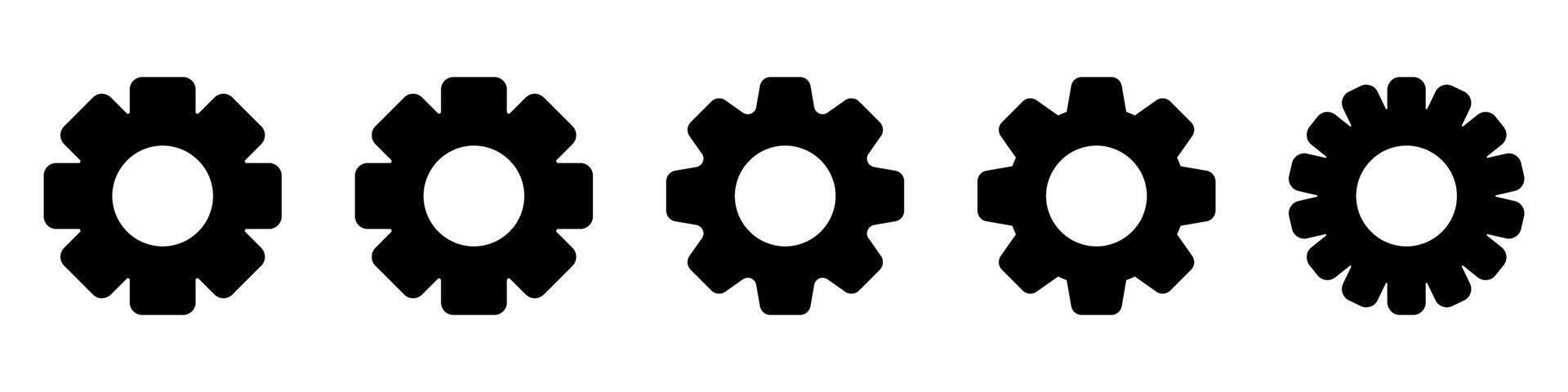 Gear set.Black gear wheel icons on white background vector