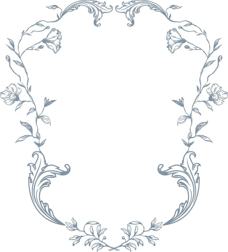 Vintage Ornamental Frame with Elegant Curved Floral Vines vector