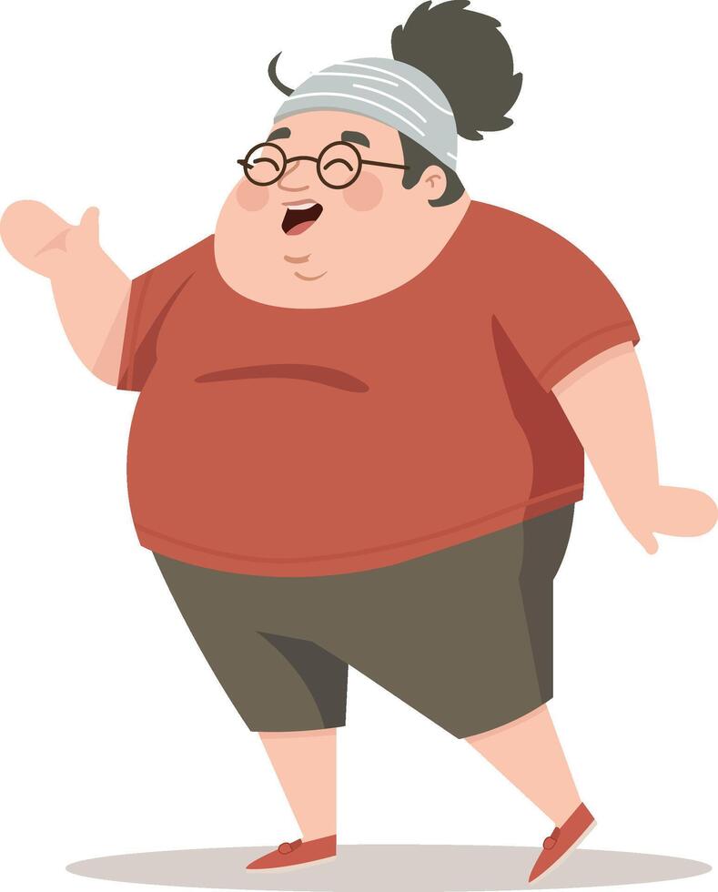 Happy Overweight Woman Character Illustration vector