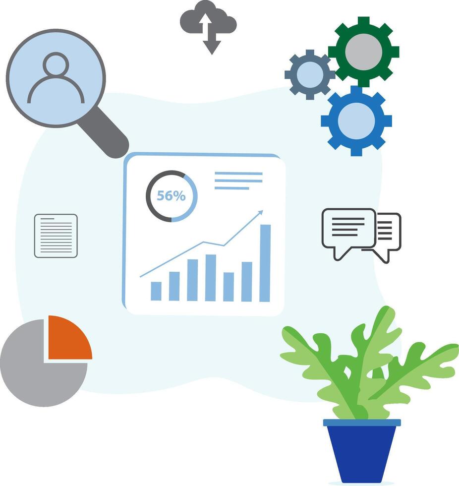 Businesses and Finance Growth mapping illustration with icons, Graphics Elements, Etc. Illustration For swetable wallpaper, brochure, card, social media posts and etc. vector