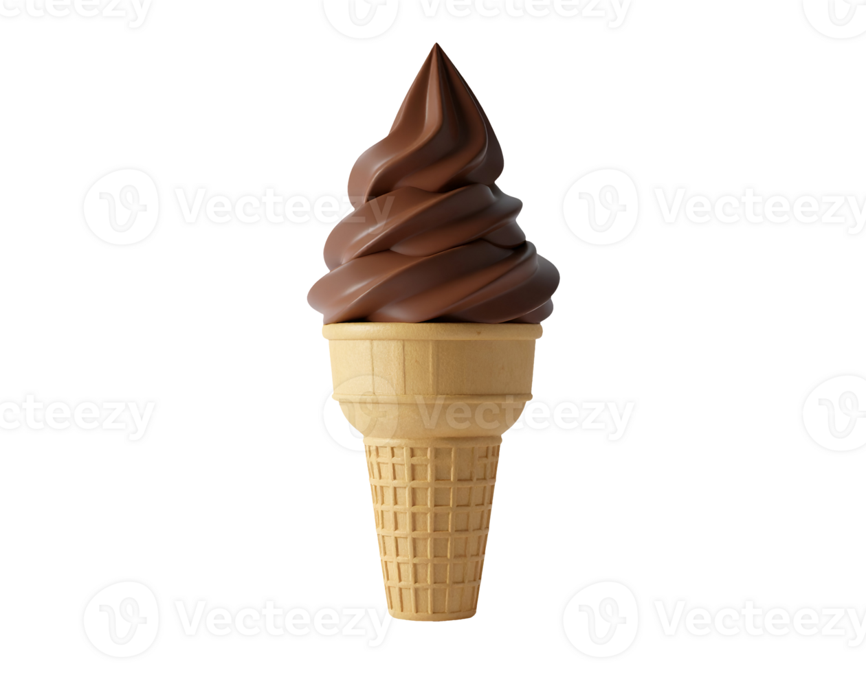 chocolate soft-serve ice cream in classic waffle cone png