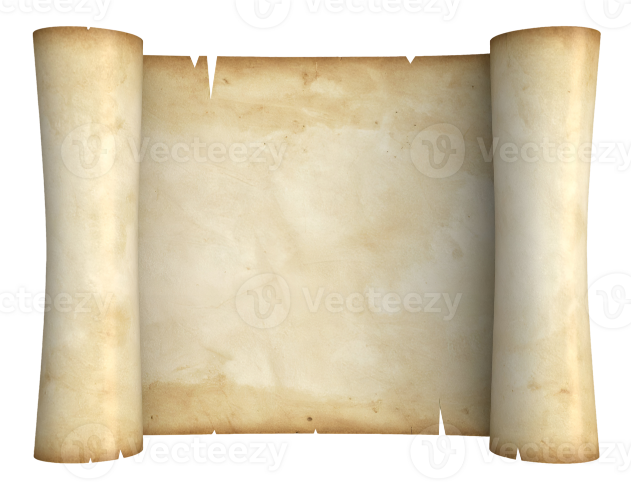light parchment style ceramic tray shaped like ancient scroll with curled edges, vintage storytelling or historical themed tableware prop, on isolated background png