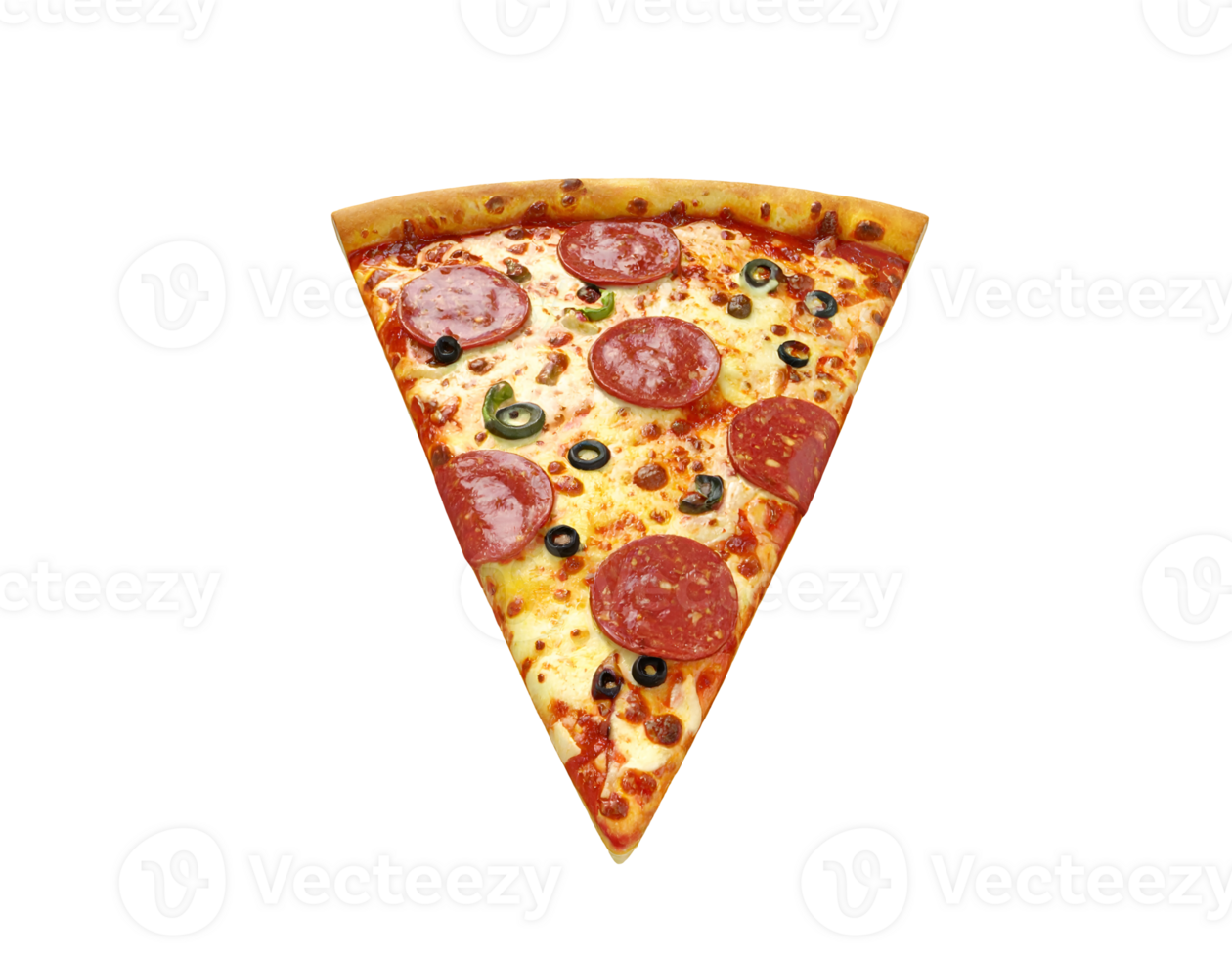 single slice of pepperoni pizza with olives and cheese png