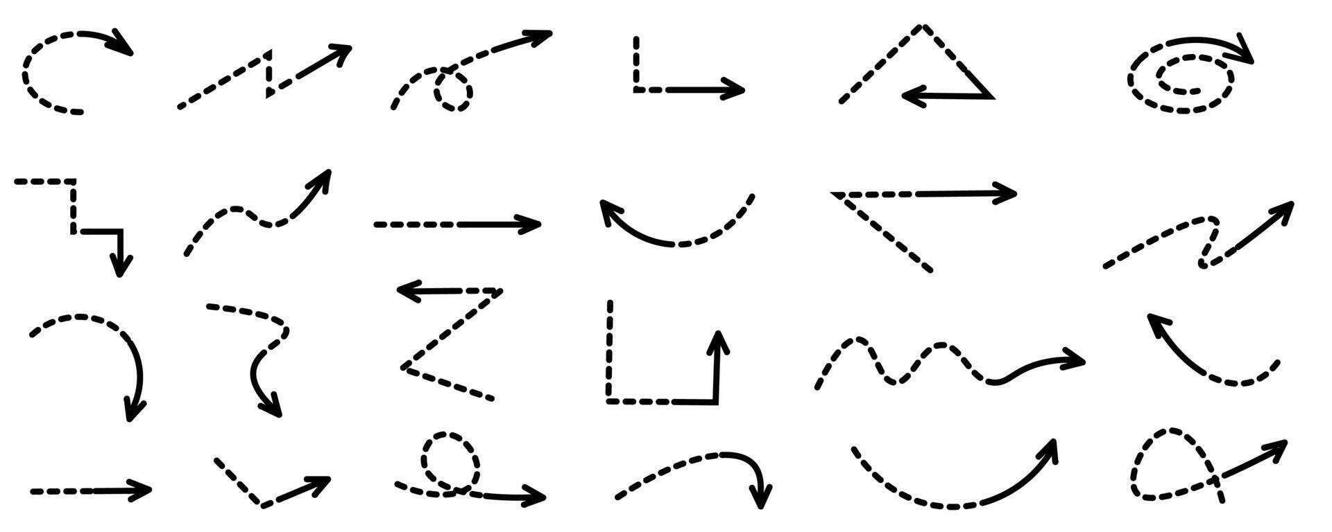 multidirectional arrows, hand drawn on white background. vector
