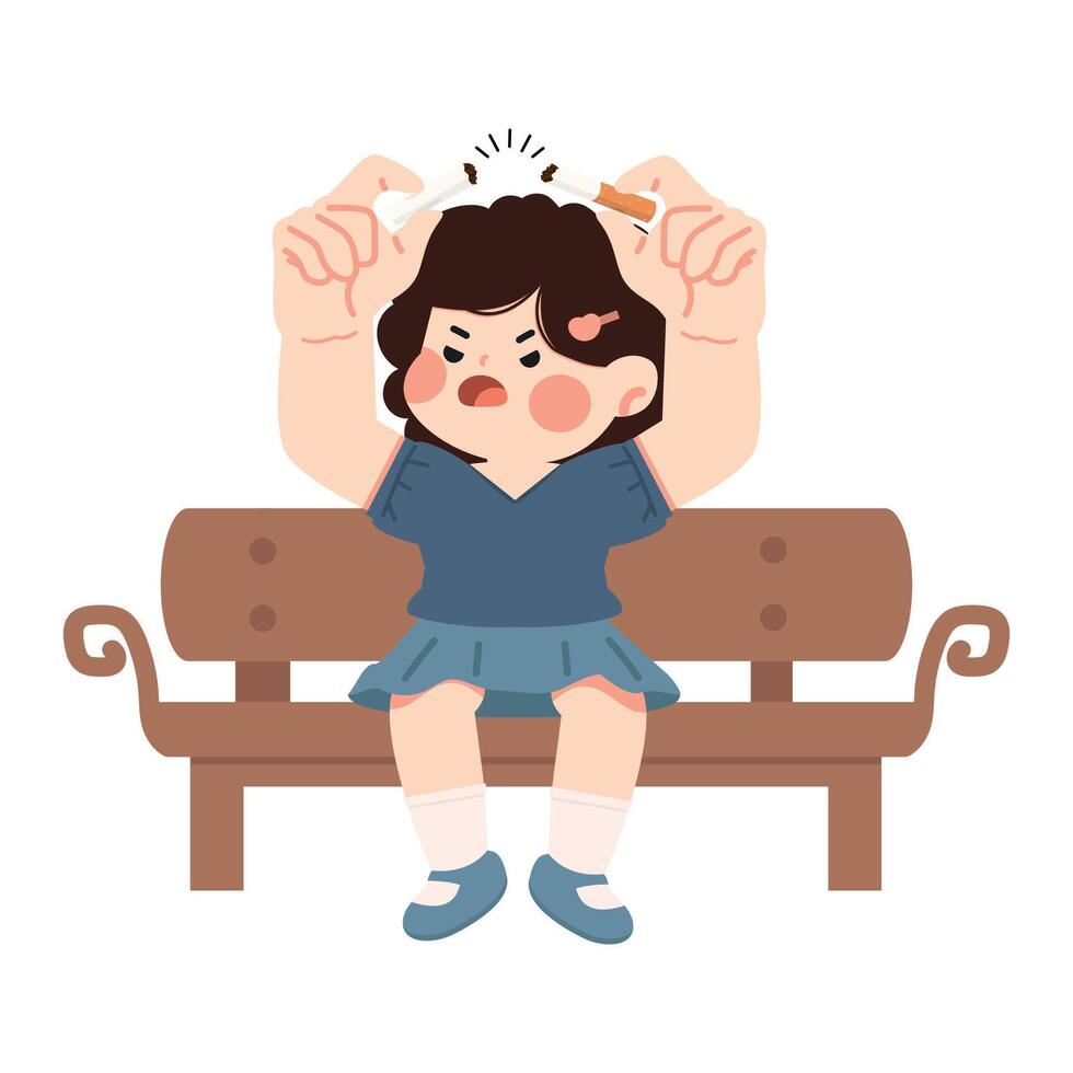 Frustrated girl on a bench vector