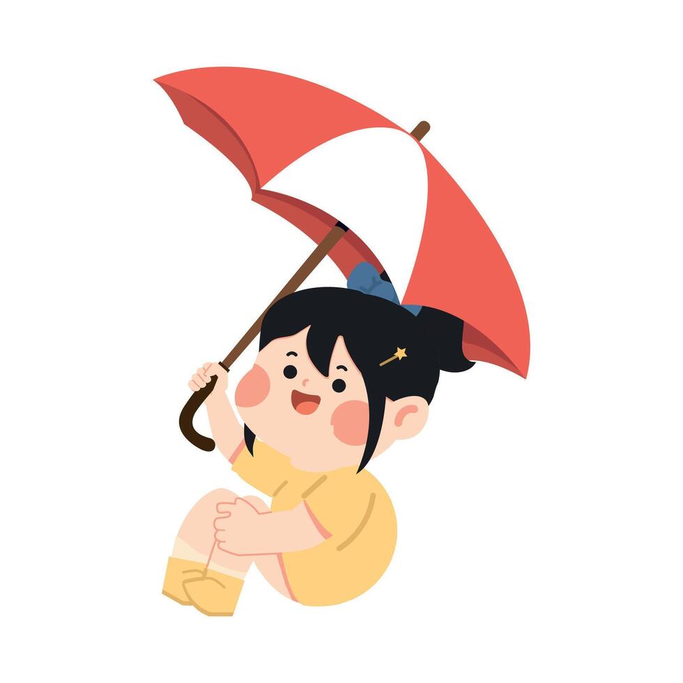 Girl with umbrella vector