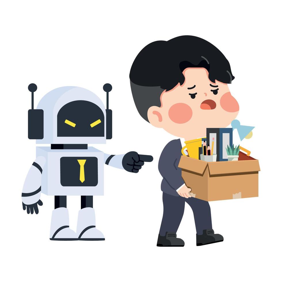 Man fired by robot with box vector