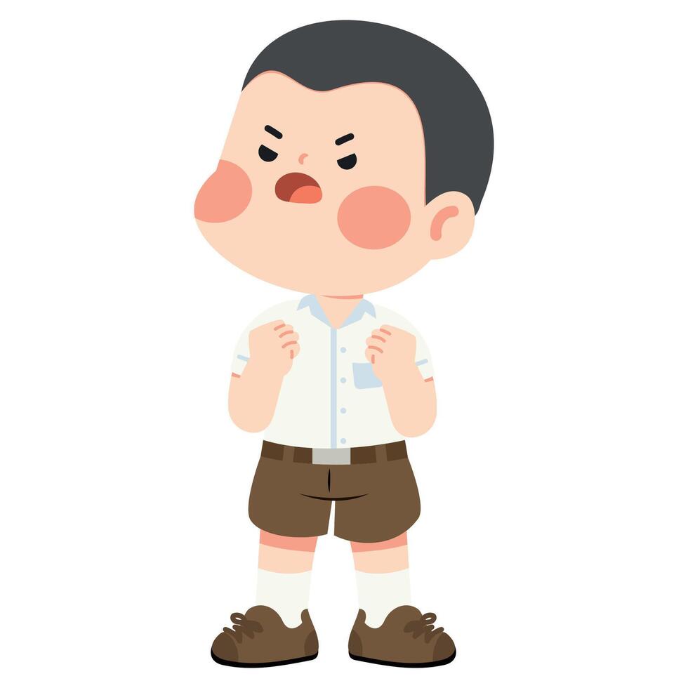 Cartoon Boy Character with Angry Expression vector