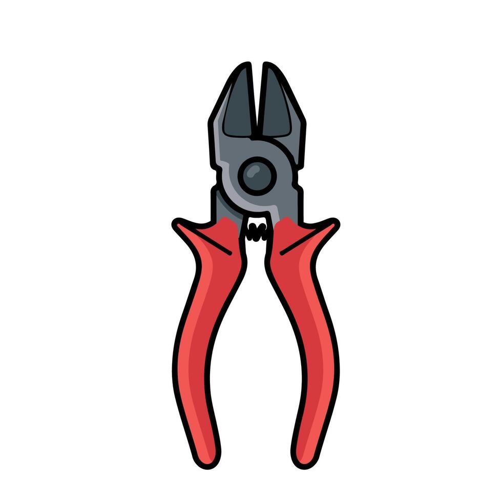 Illustration of Diagonal Pliers with Red Handles vector