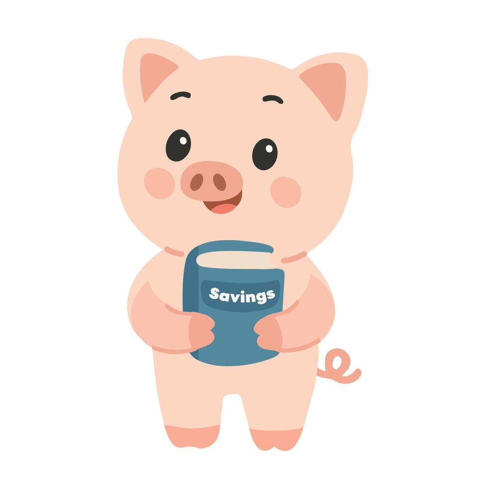 Piggy Bank Holding Savings Book vector